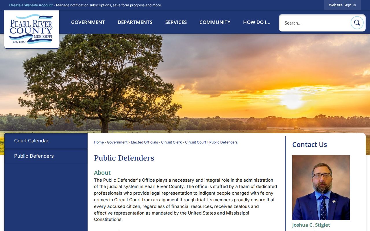 Pearl River County Public Defender services