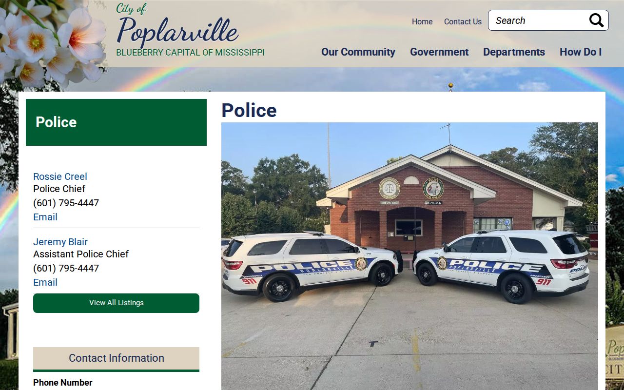 Poplarville Police contact page