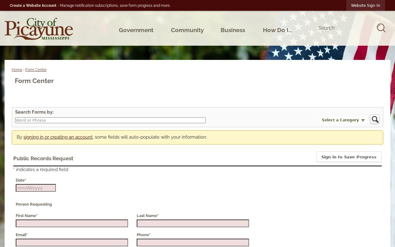 Picayune public records request form