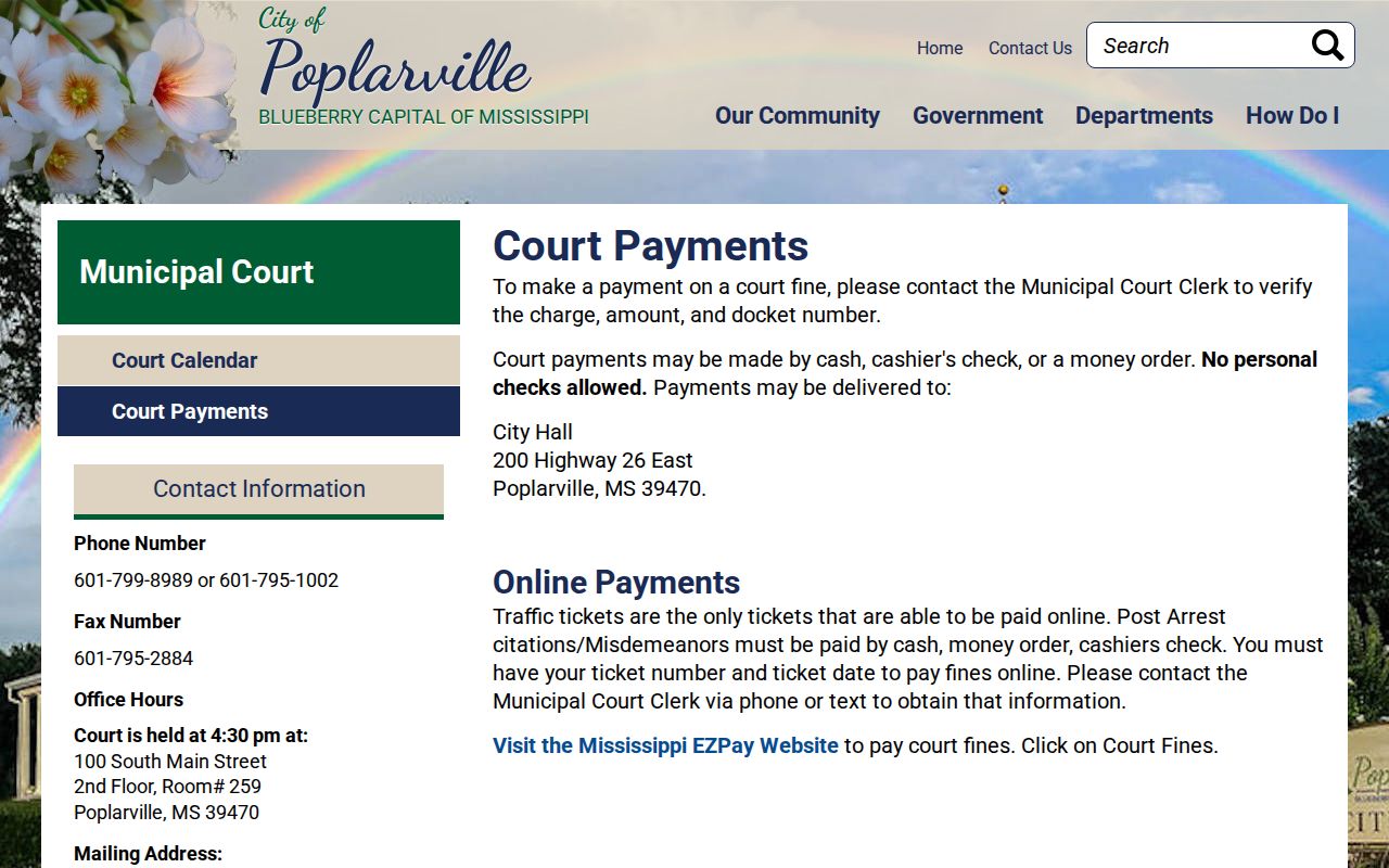 Poplarville court payment instructions
